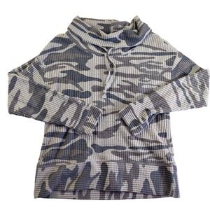 North River Womens Camo Waffle Knit Cowl Neck Long Sleeve Pullover‎ Top - Medium